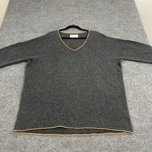 REI Sweater Womens Grey 100% Lambs Wool Oversized Boat Neck Gorpcore Outdoor